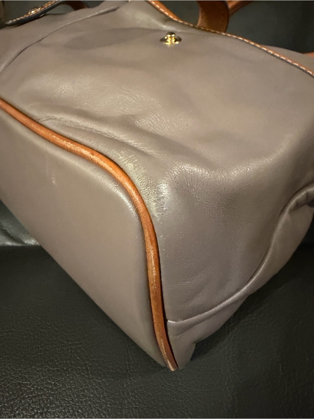Dooney & Bourke Taupe Leather Tote with Tan Leather Trim DO NOT BUY ON HOLD - Picture 6 of 13